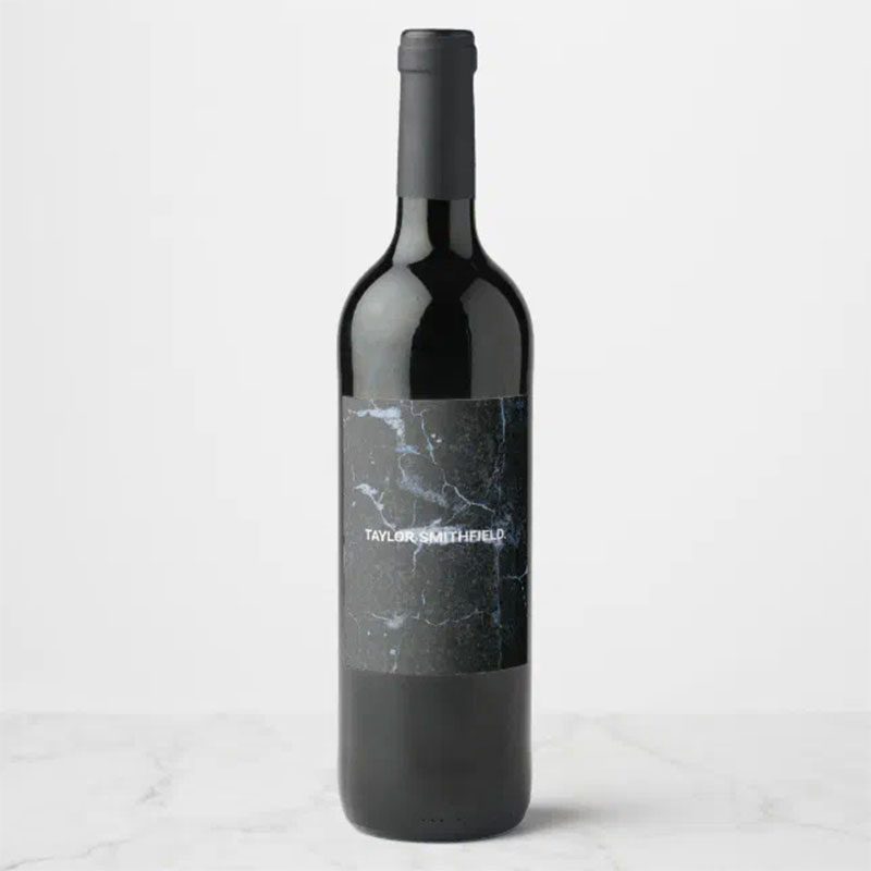 Etiqueta autoadhesiva para botellas de vino JS051H1 – Papel negro mate de 120 g/m2 / Papel termofusible blanco de 60 g/m2