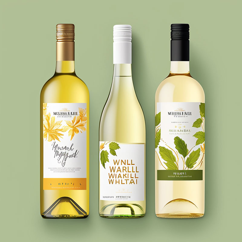 Etiqueta autoadhesiva para botella de vino – papel con patrón Martele de 100 g/m2 / papel termofusible / papel glassine blanco de 60 g/m2