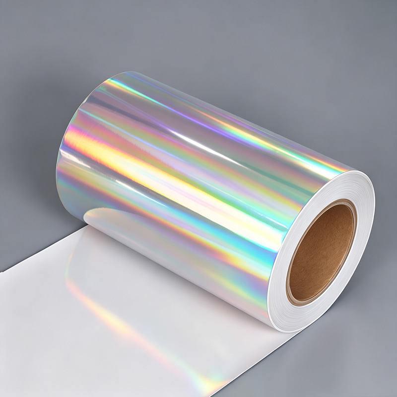 Etiqueta de papel metalizado autoadhesivo JS026H1 – Papel holográfico liso de 80 g/m2 / Papel termofusible / Papel glassine blanco de 60 g/m2